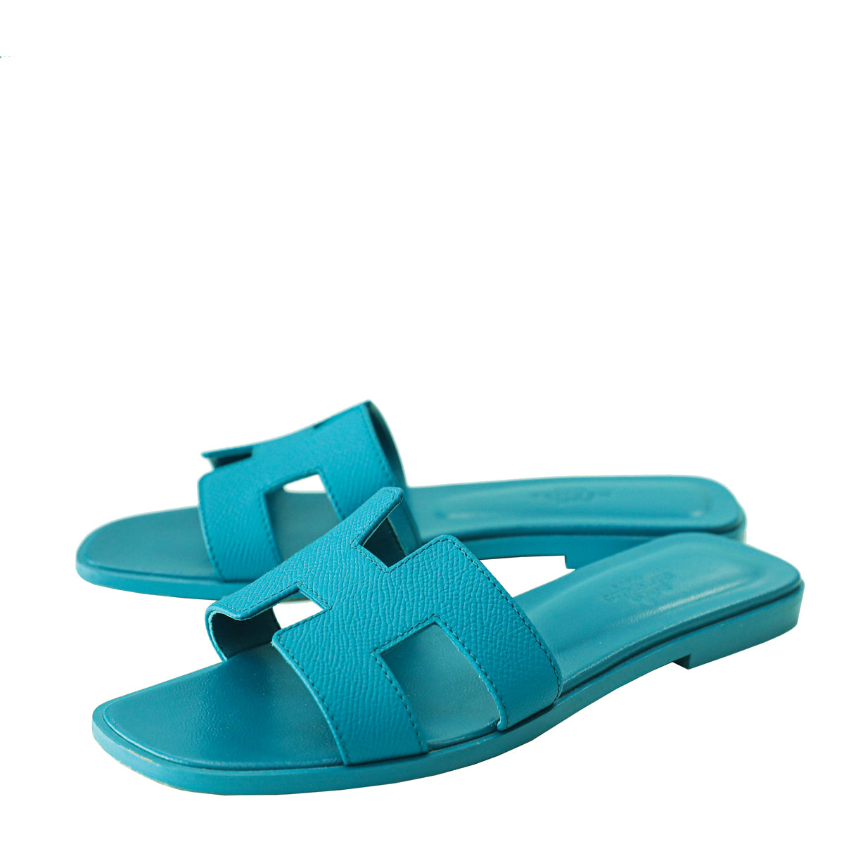 Hermes Blue Izmir Oran Epsom Sandals-Hermes-THE CLOSET