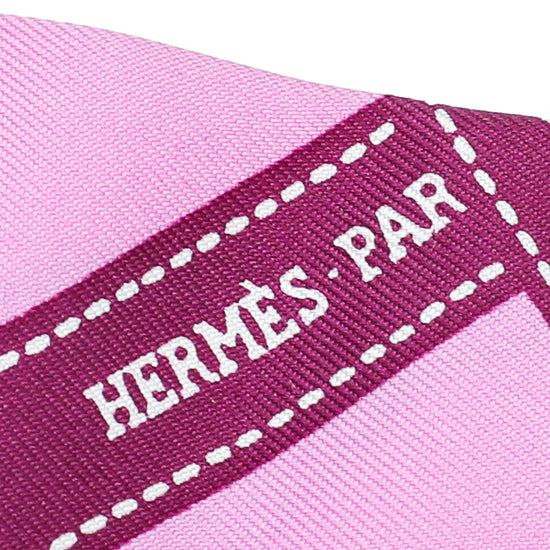 Hermes Bicolor Bolduc Ribbon Print Silk Twilly