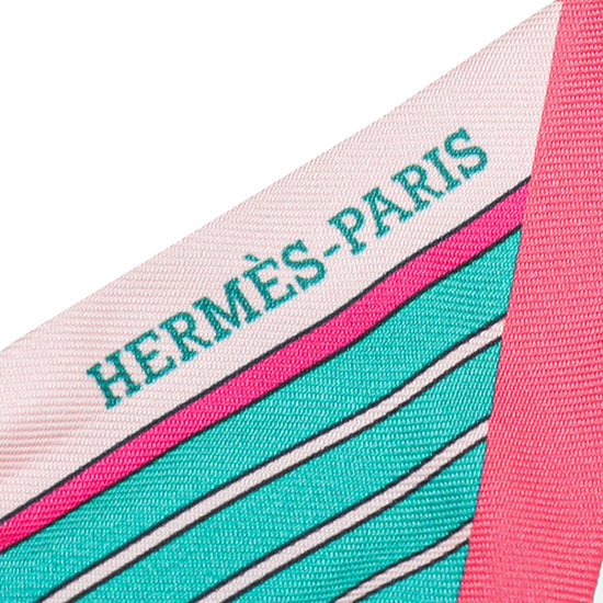 Hermes Multicolor Horses Print Silk Twilly