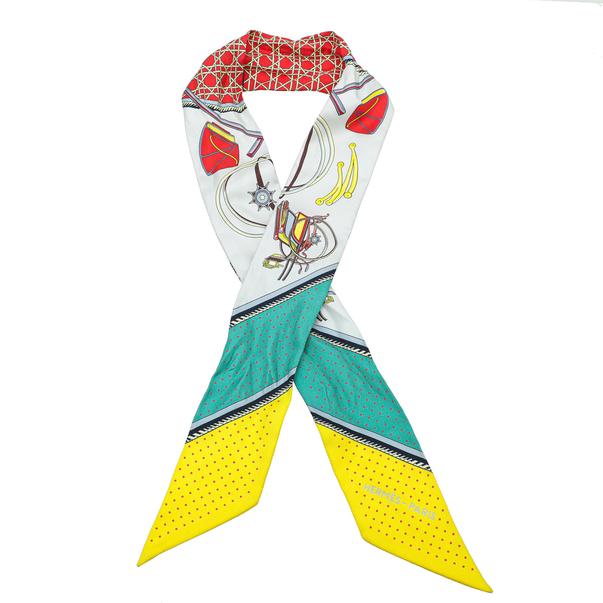 Hermes Multicolor Carriage Cannage Print Twilly-Hermes-THE CLOSET