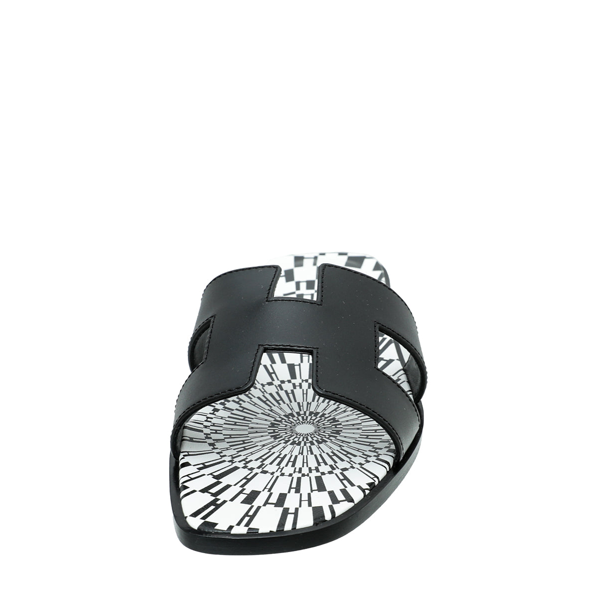 Hermes Noir Oran Print Sole Sandal 39-Hermes-THE CLOSET