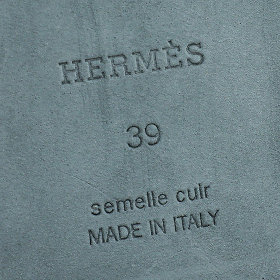 Hermes Noir Oran Print Sole Sandal 39