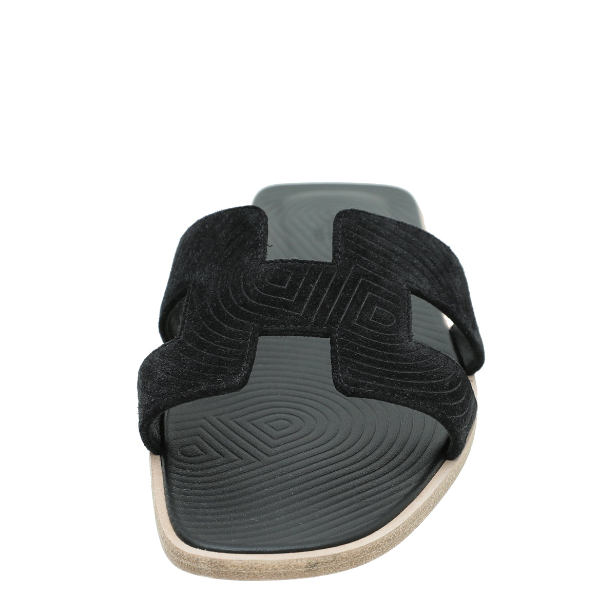 Hermes Black Suede Embossed Goatskin Oran Sandal 39-Hermes-THE CLOSET