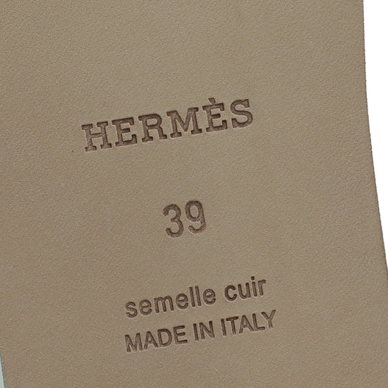 Hermes Black Suede Embossed Goatskin Oran Sandal 39