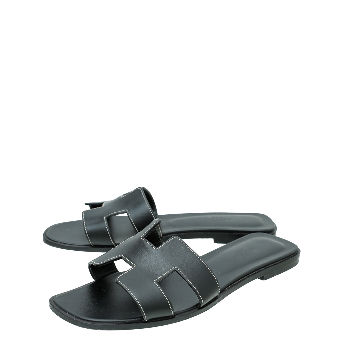 Hermes Noir Oran Sandals 38-Hermes-THE CLOSET