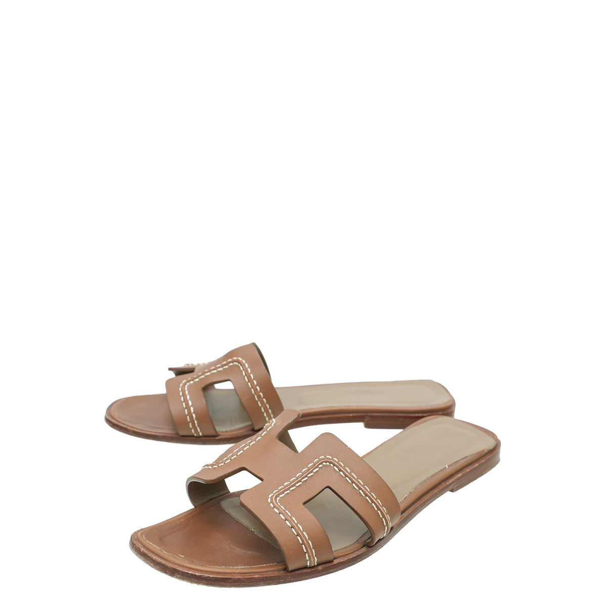 Hermes Gold Oran Stitched Detail Sandal 38.5-Hermes-THE CLOSET