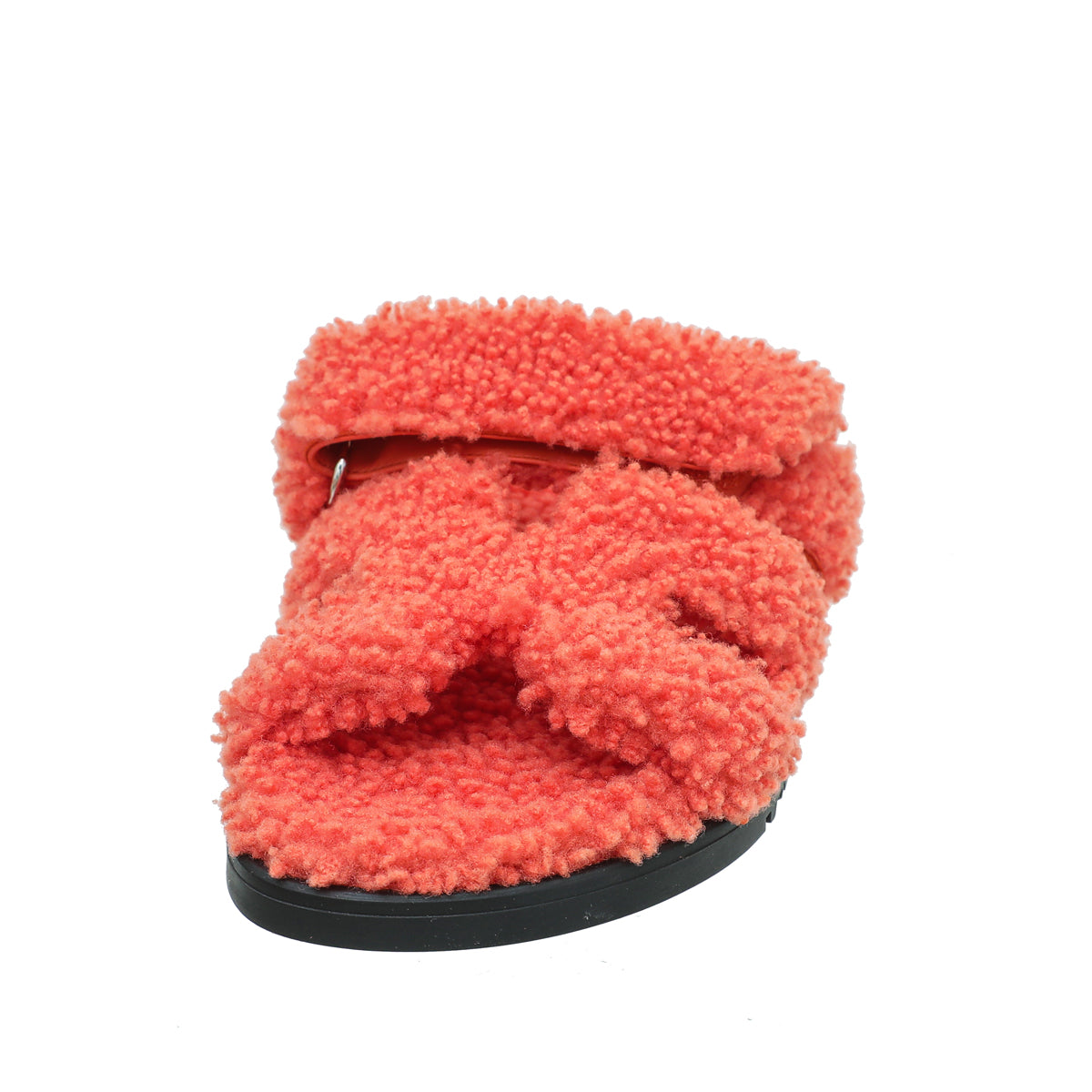 Hermes Orange Woolskin Chypre Sandal 38-Hermes-THE CLOSET