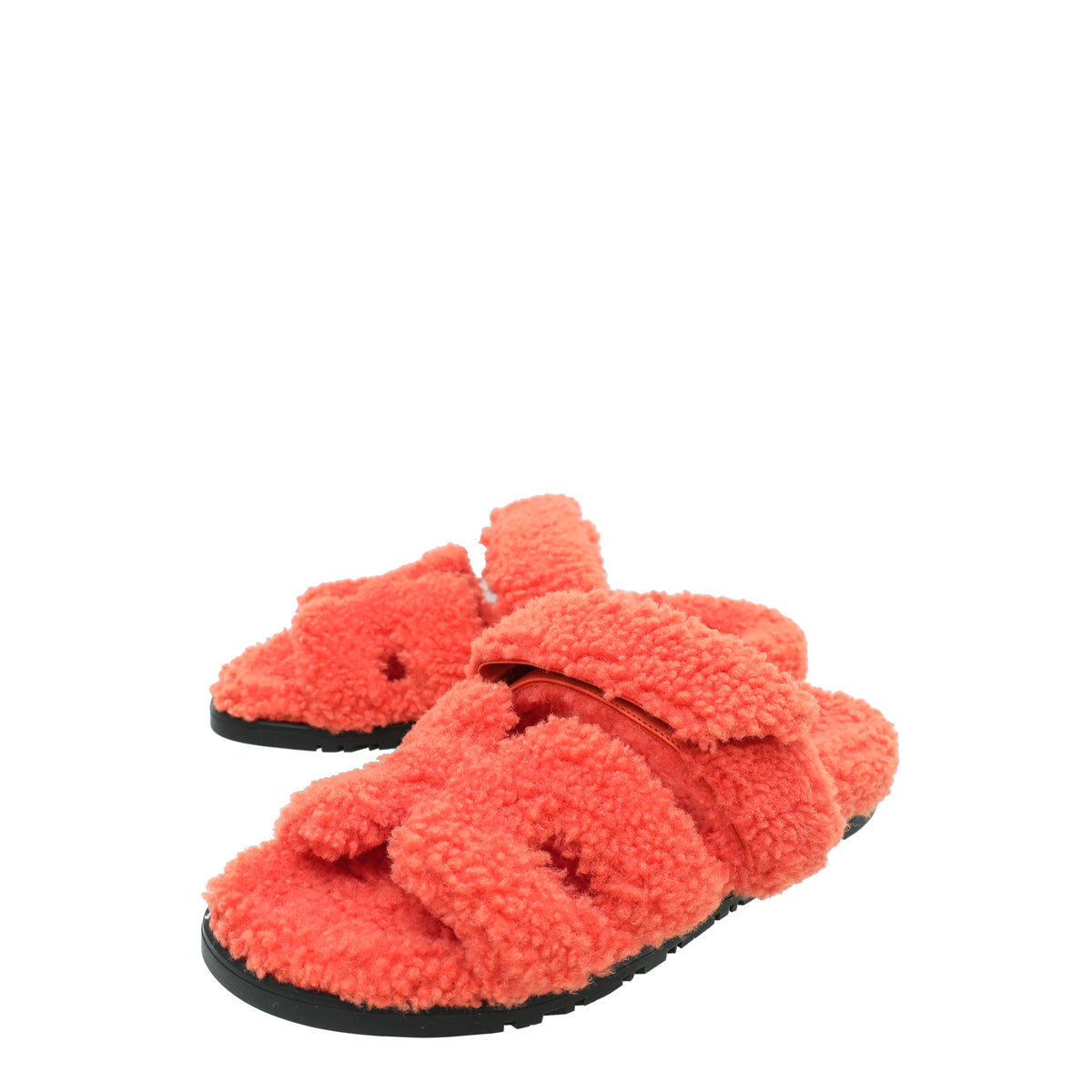 Hermes Orange Woolskin Chypre Sandals 36-Hermes-THE CLOSET