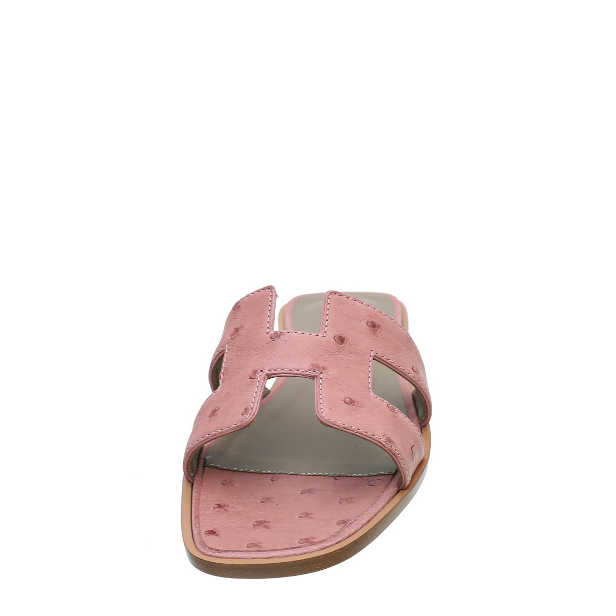 Hermes Jasper Rouge Ostrich Oran Flat Sandals Size 8.5/39