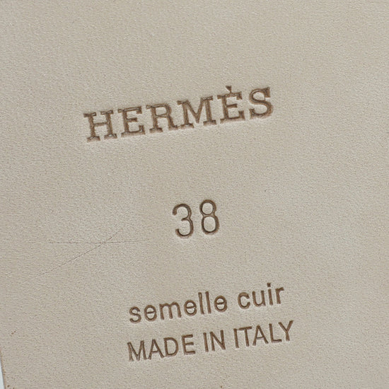 Hermes Rouge Blush Ostrich Oran Sandal 38