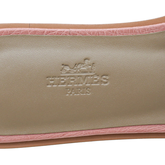 Hermes Rouge Blush Ostrich Oran Sandal 37.5