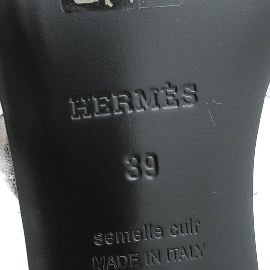 Hermes Gris Argente Tandem Sandal 39