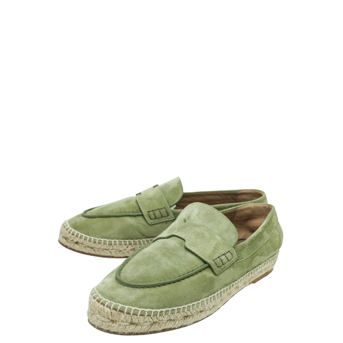 Hermes Vert Sauge Suede Goatskin Trip Espadrille 35-Hermes-THE CLOSET
