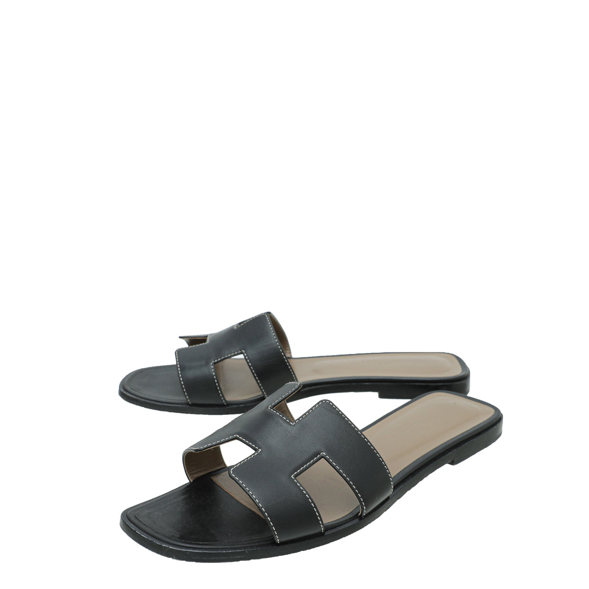 Hermes Noir Oran Box Sandal 39-Hermes-THE CLOSET