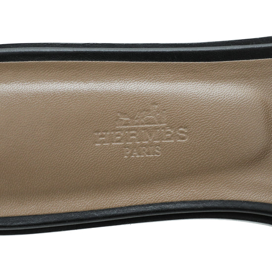 Hermes Noir Oran Box Sandal 39