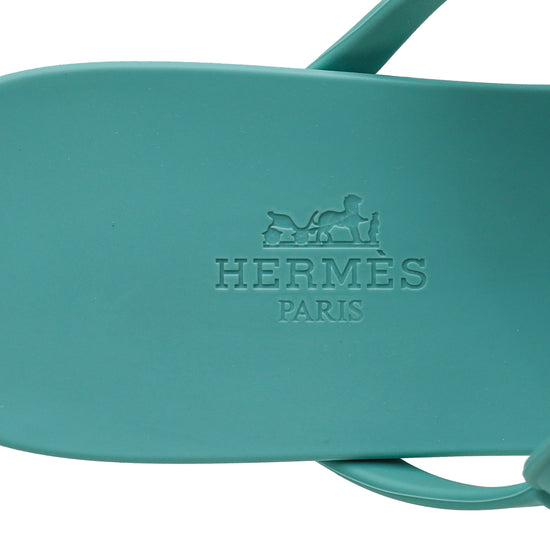 Hermes Vert Embrun Egerie Rubber Sandal 40