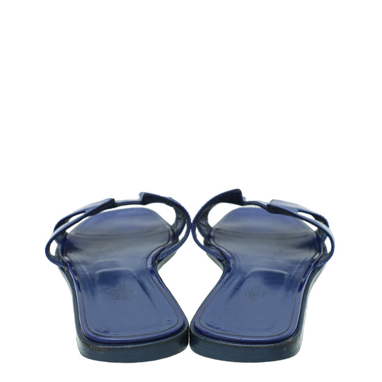 Hermes Royal Blue Oran Sandals 41