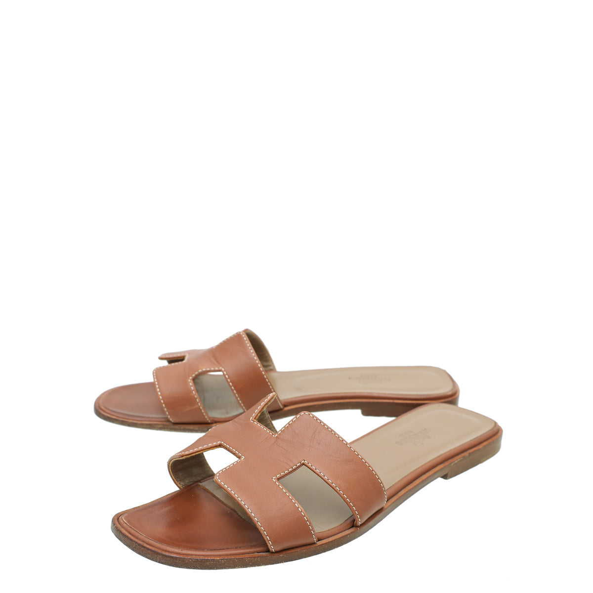 Hermes Gold Oran Calfskin Sandal 37.5-Hermes-THE CLOSET