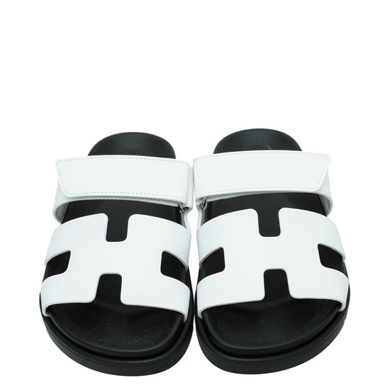 Hermes White Chypre Sandals 35.5
