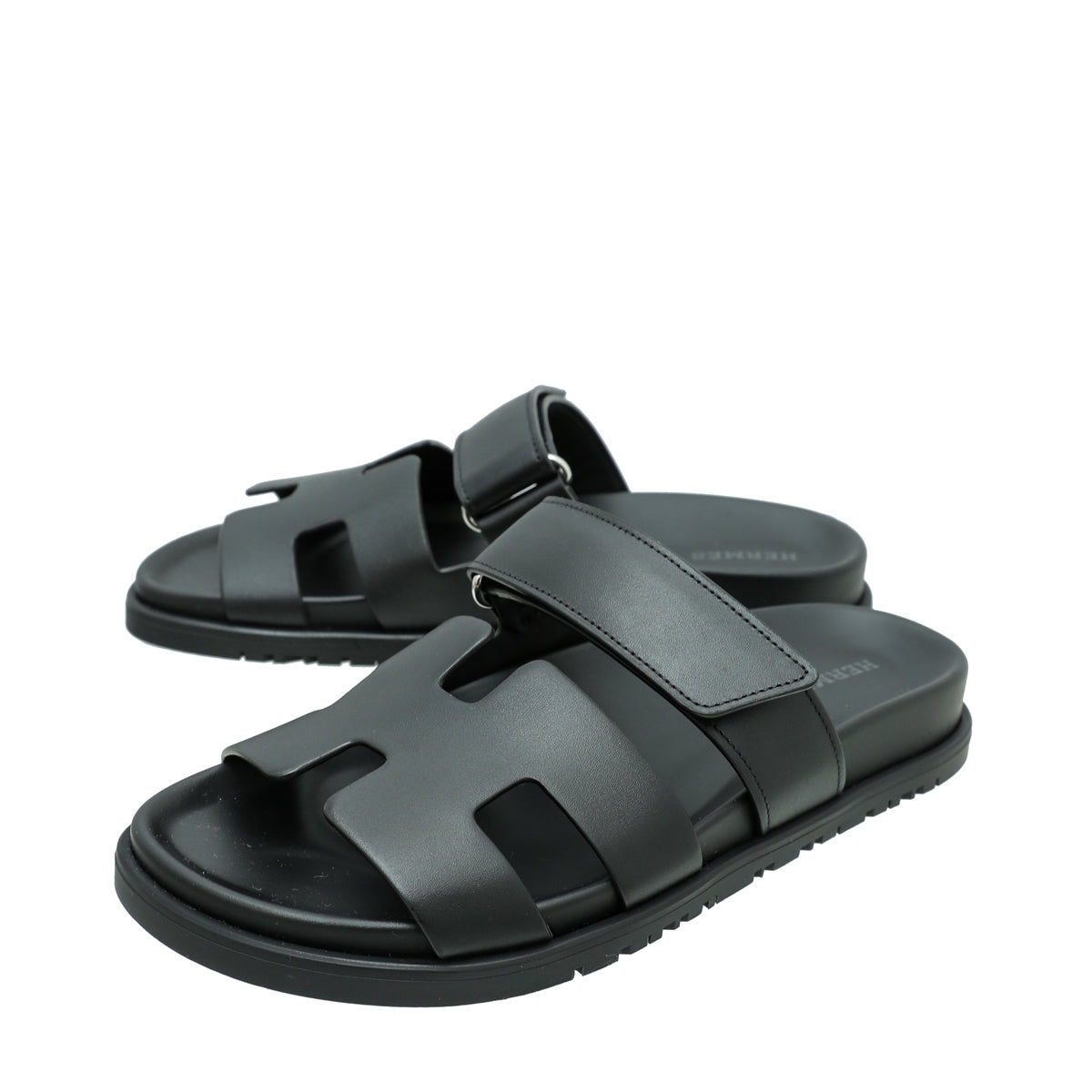 Chypre leather sandals Hermès Black size 46 EU in Leather - 36125860
