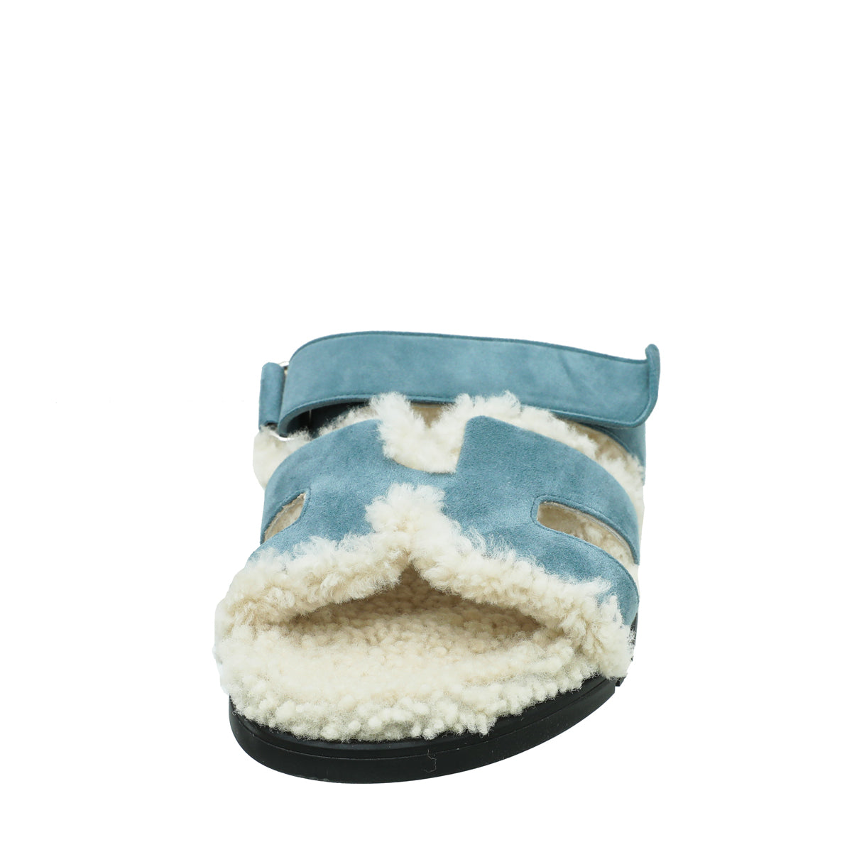 Hermes Bleu Pinède Écru Suede Wool Chypre Sandals 37-Hermes-THE CLOSET
