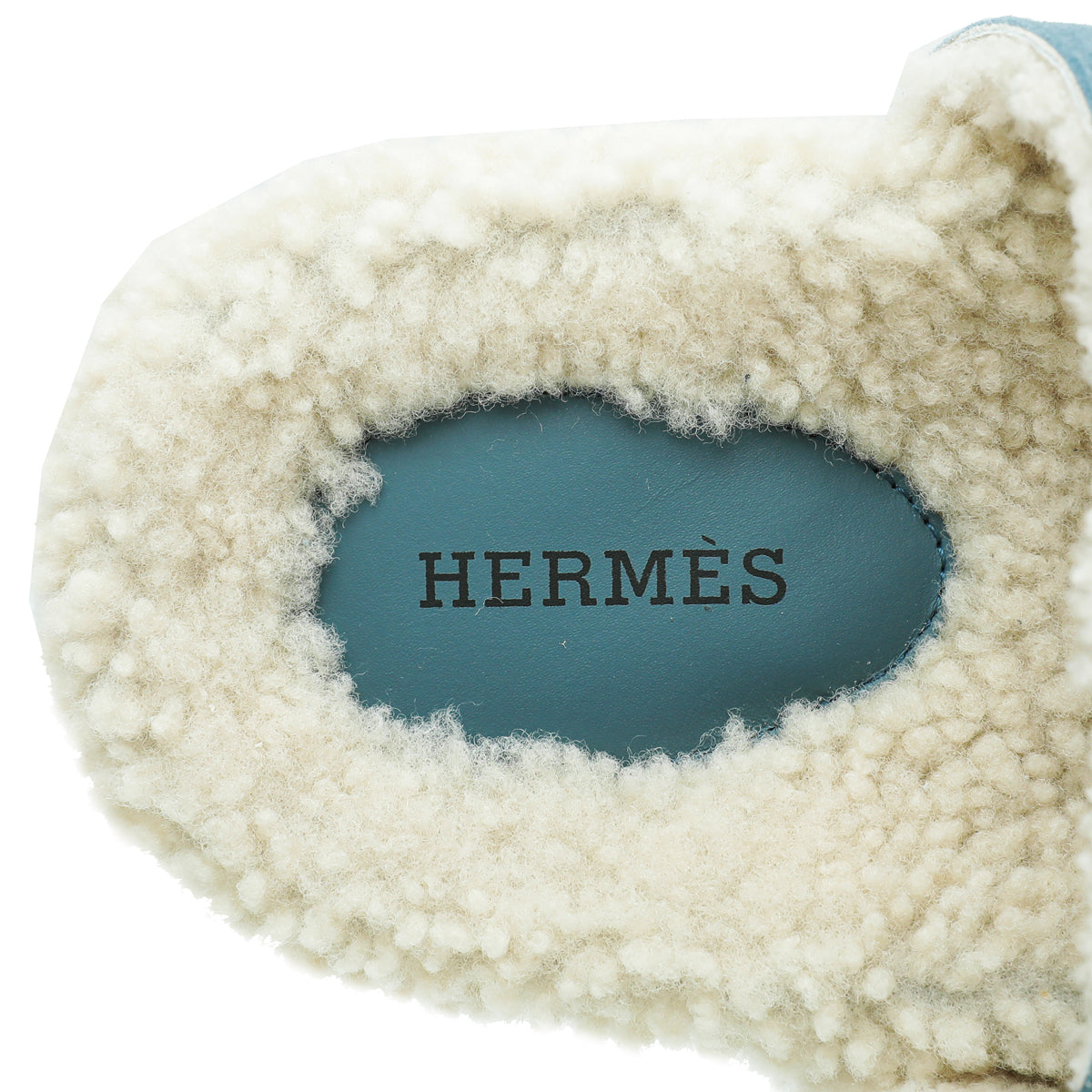 Hermes Bleu Pinède Écru Suede Wool Chypre Sandals 37
