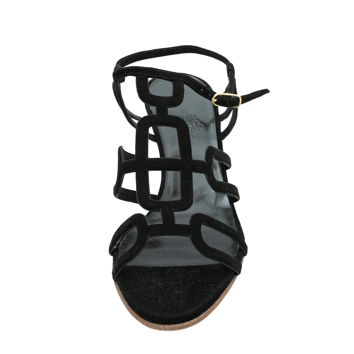 Hermes Noir Suede Cut Out Sandal 38.5-Hermes-THE CLOSET