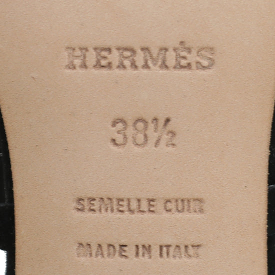 Hermes Noir Suede Cut Out Sandal 38.5