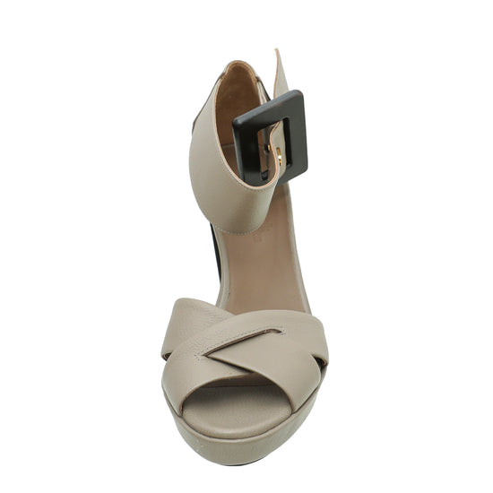 Hermes Etoupe Buckle Platform Sandal 38 – The Closet