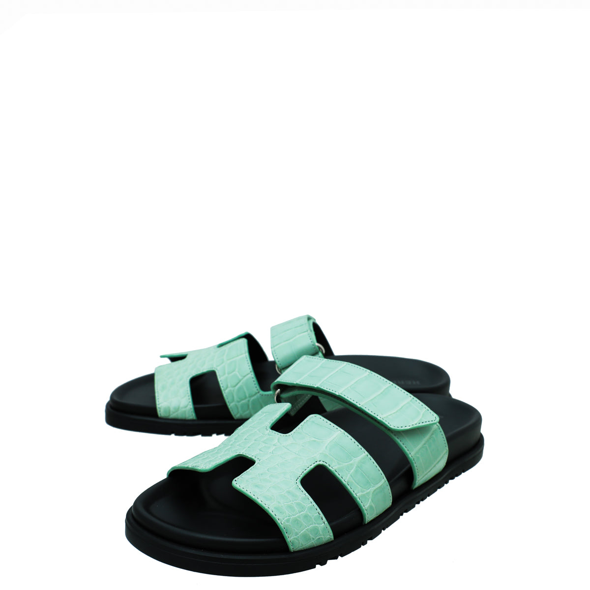 Hermes Vert D'Eau Matte Alligator Chypre Sandals 38-Hermes-THE CLOSET