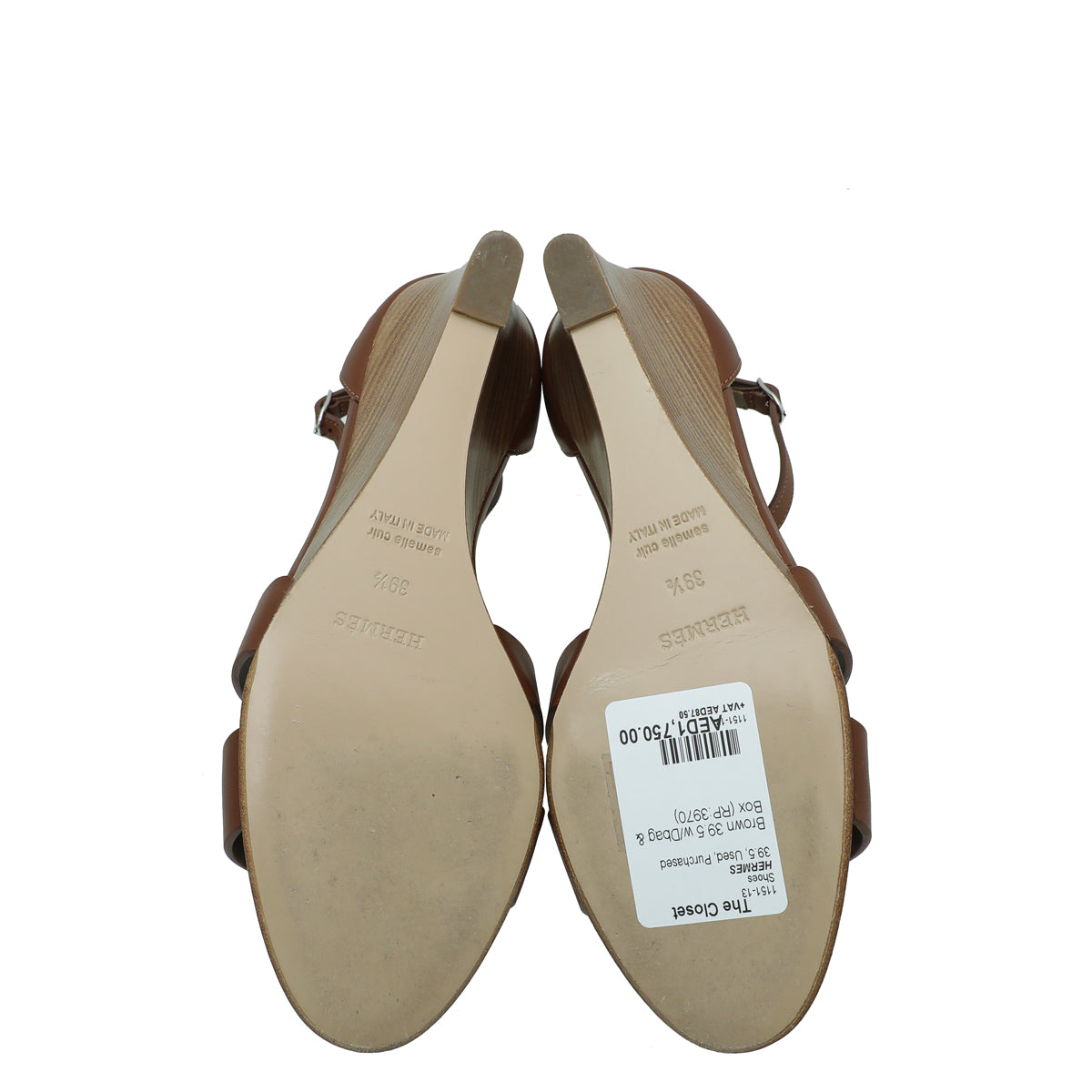 Hermes Brown Legend Sandals 39.5