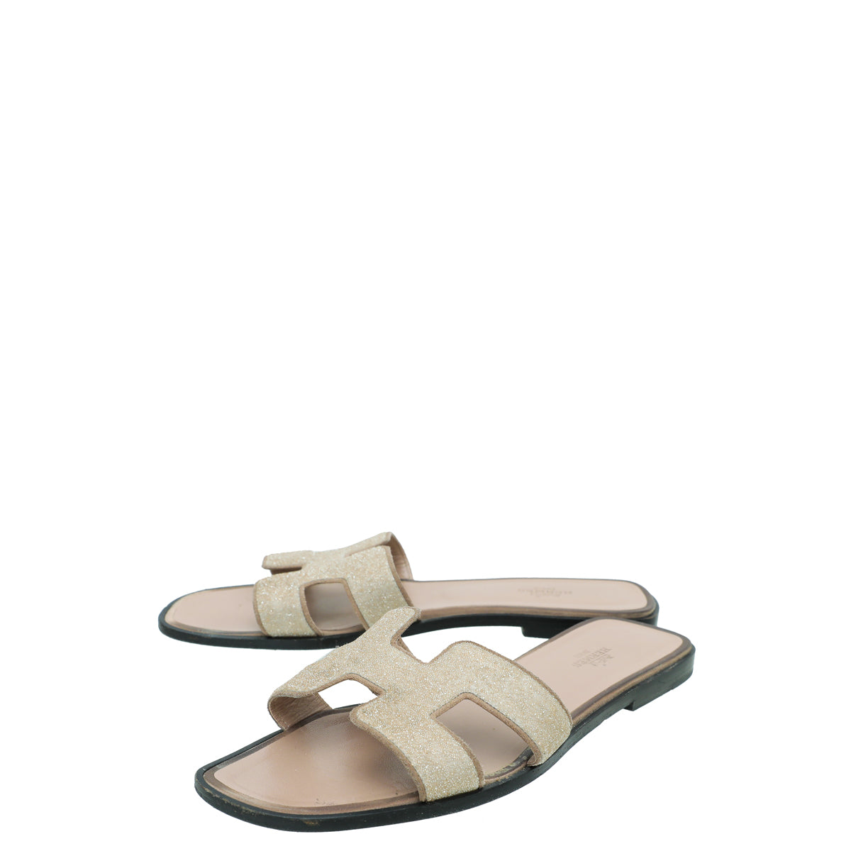 Hermes Beige Pink Oran Goatskin Crystal Detail Sandal 40-Hermes-THE CLOSET