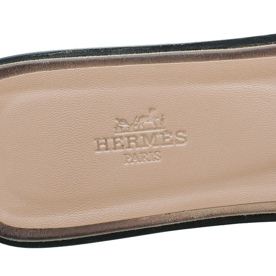 Hermes Beige Pink Oran Goatskin Crystal Detail Sandal 40