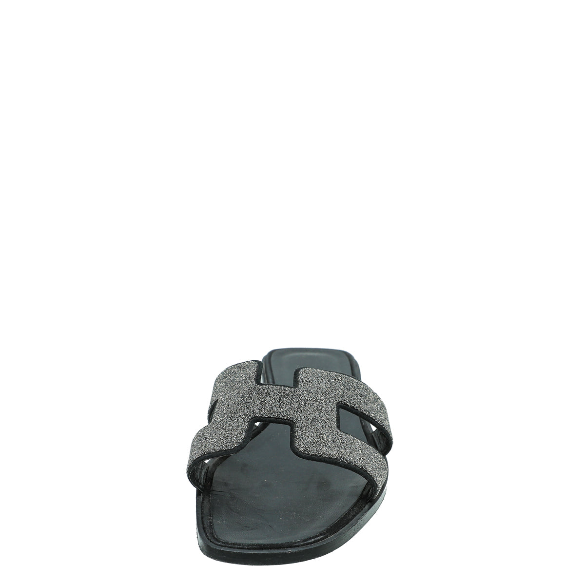 Hermes Noir Oran Goatskin Crystal Detail Sandal 40-Hermes-THE CLOSET