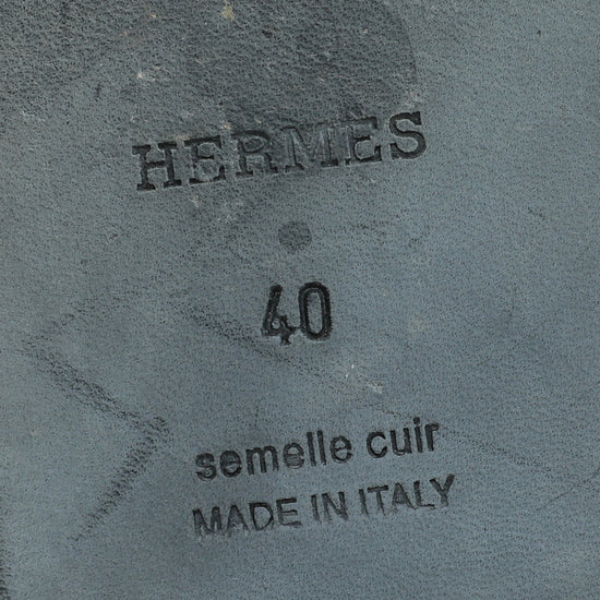 Hermes Noir Oran Goatskin Crystal Detail Sandal 40