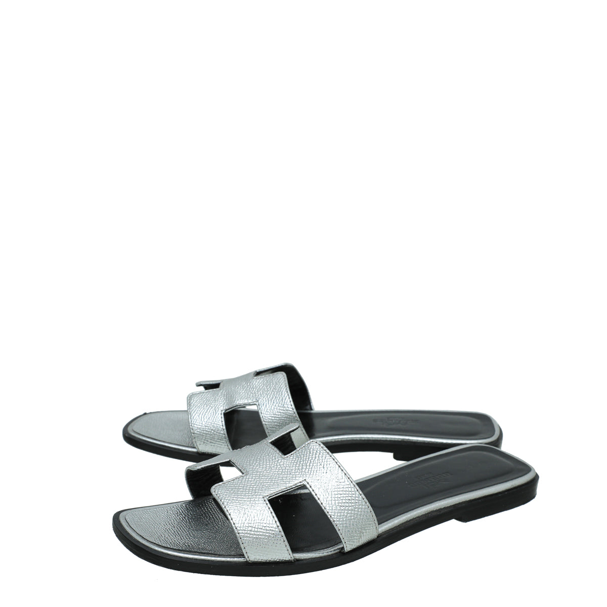 Hermes Gris Argente Oran Metallic Sandal 37.5-Hermes-THE CLOSET