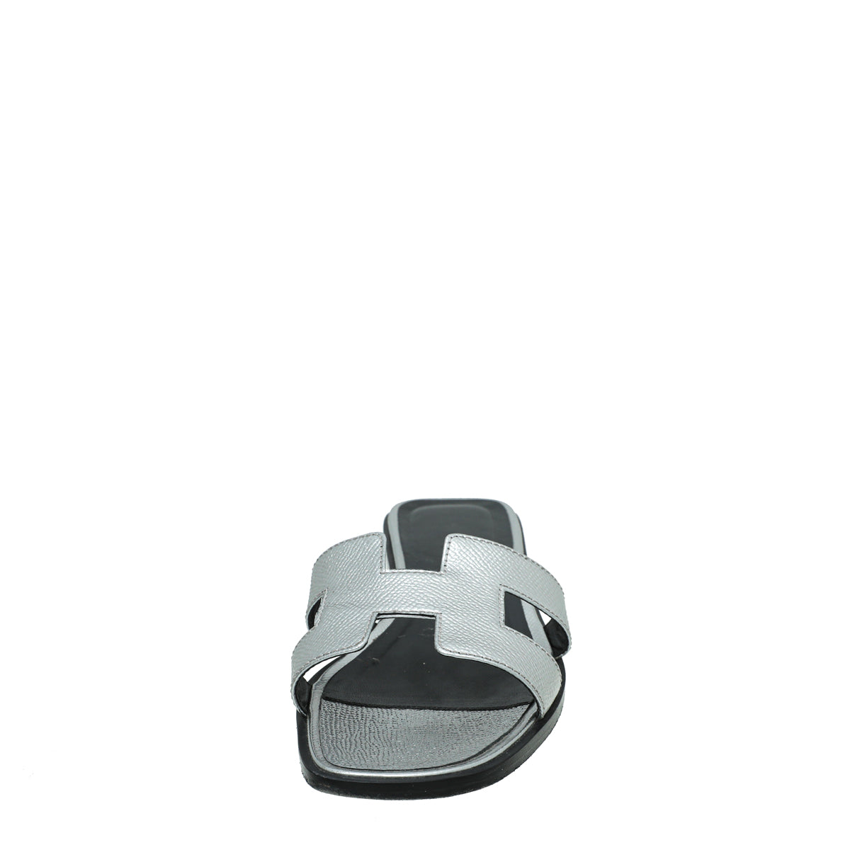 Hermes Gris Argente Oran Metallic Sandal 37.5