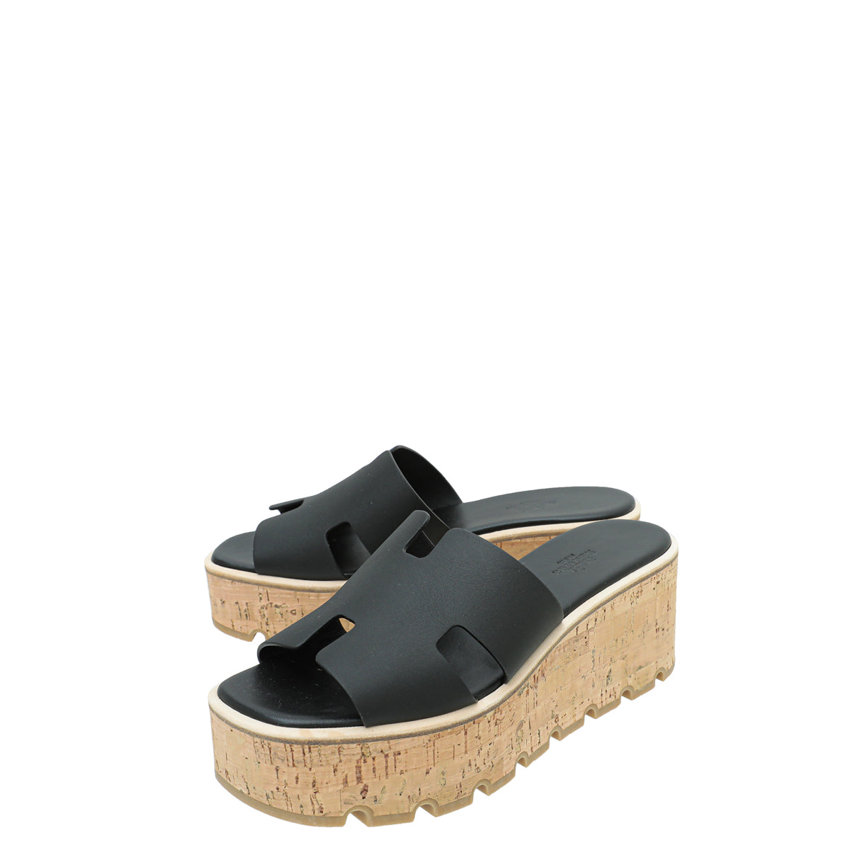 Hermes Noir Eze 30 Cork Sandal 38-Hermes-THE CLOSET