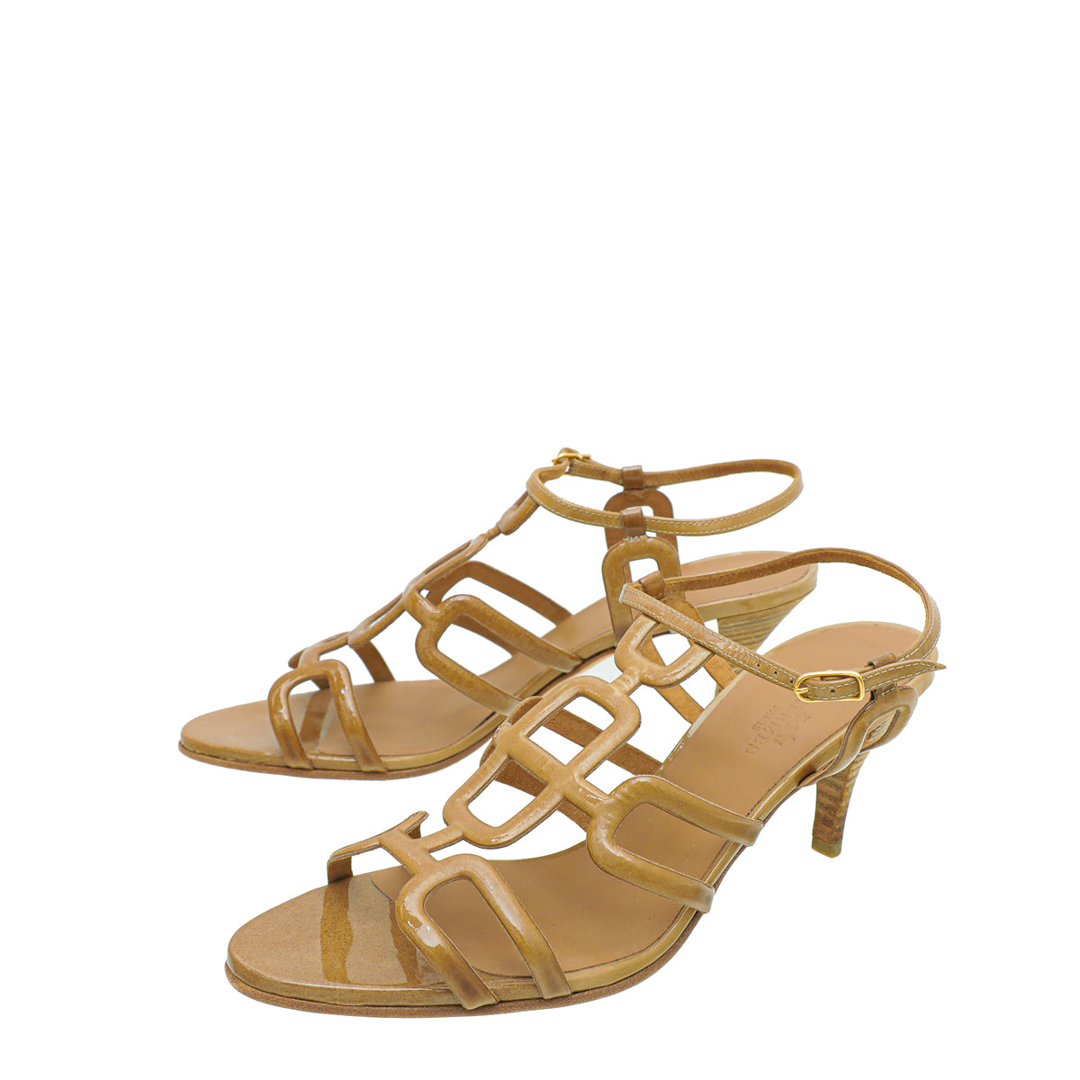 Hermes Beige Brown Cut Out Sandal 38.5-Hermes-THE CLOSET