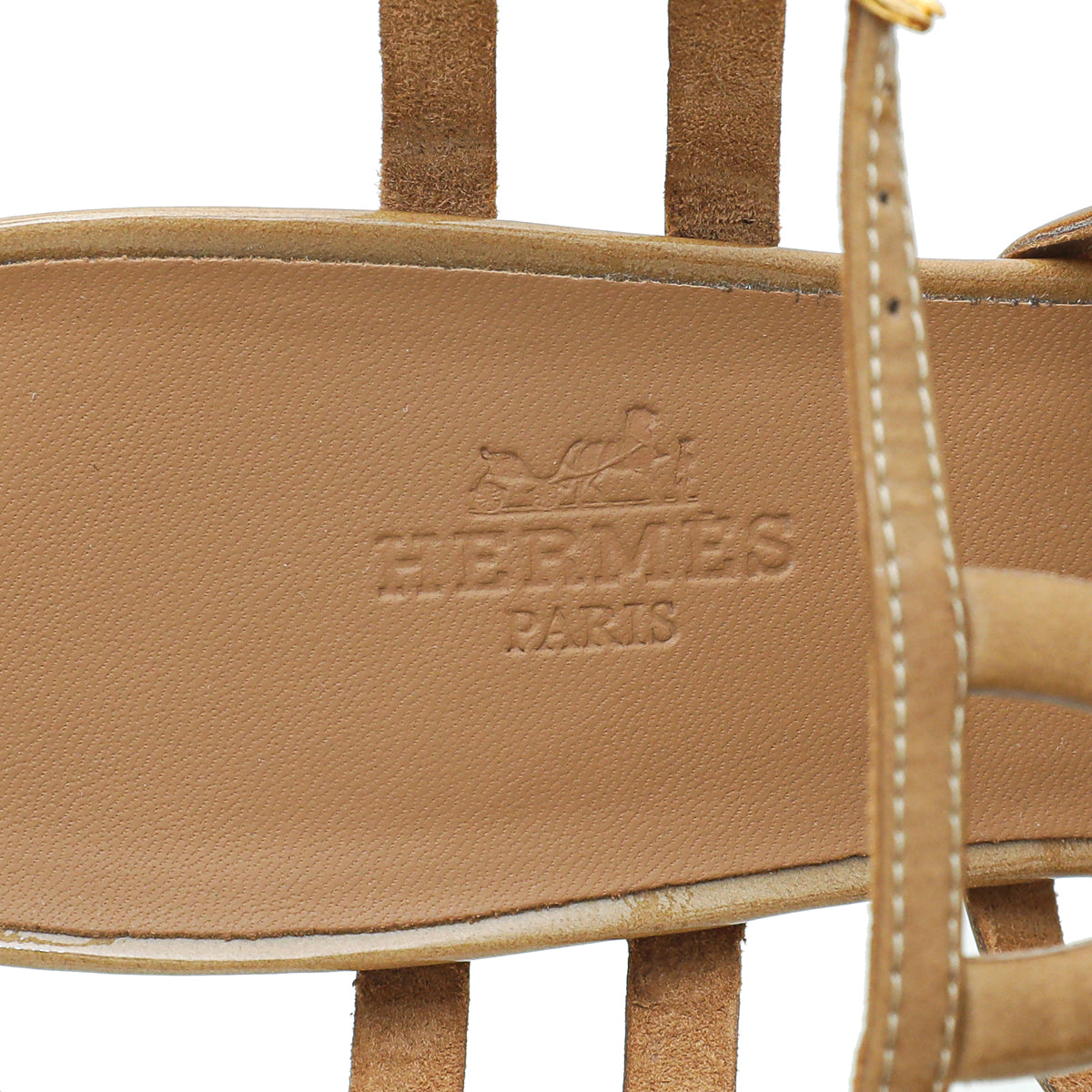 Hermes Beige Brown Cut Out Sandal 38.5