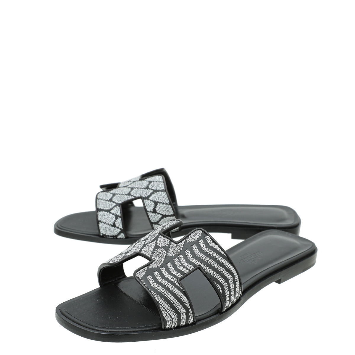 Hermes Bicolor Oran Veau Bride Embroidered Sandal 37-Hermes-THE CLOSET