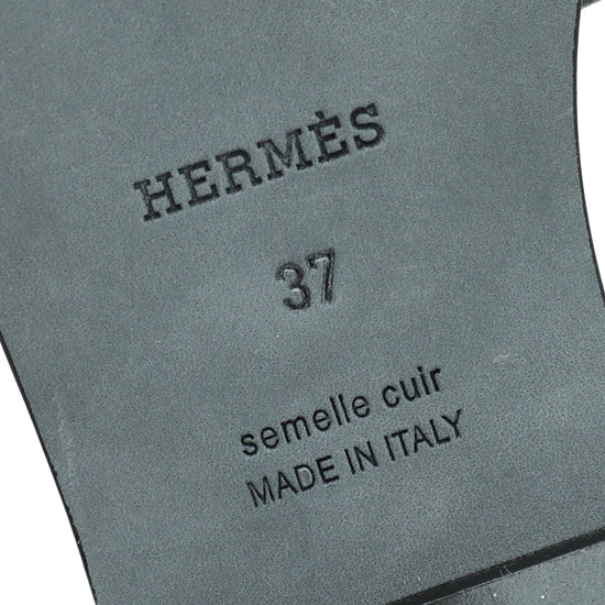 Hermes Bicolor Oran Veau Bride Embroidered Sandal 37