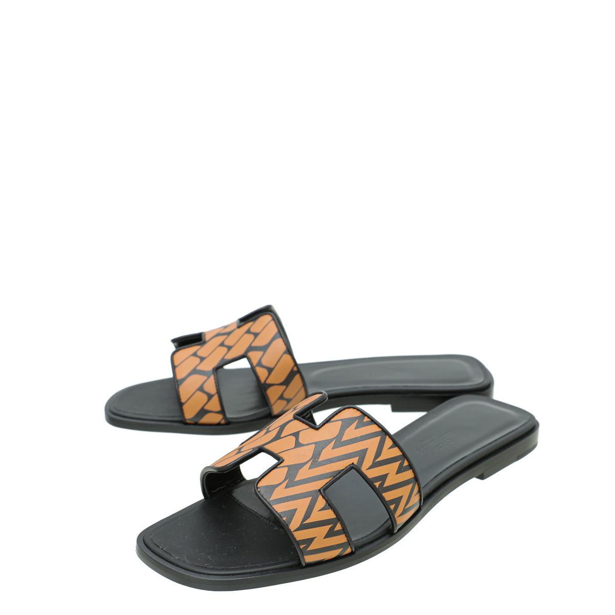 Hermes Bicolor Oran Printed Veau Imprime Sandal 37-Hermes-THE CLOSET