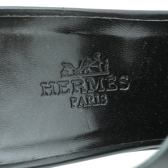 Hermes Noir Cross Strappy Platform Sandal 38.5