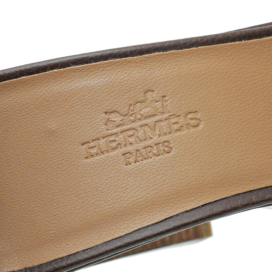 Hermes Chocolate Buckle Platform Sandal 38