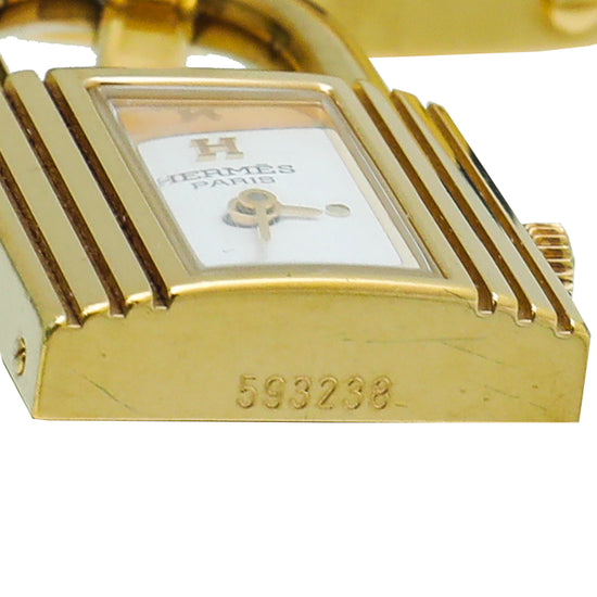Hermes Gold Cadenas En Plaqué Single Strap Quartz Kelly Watch