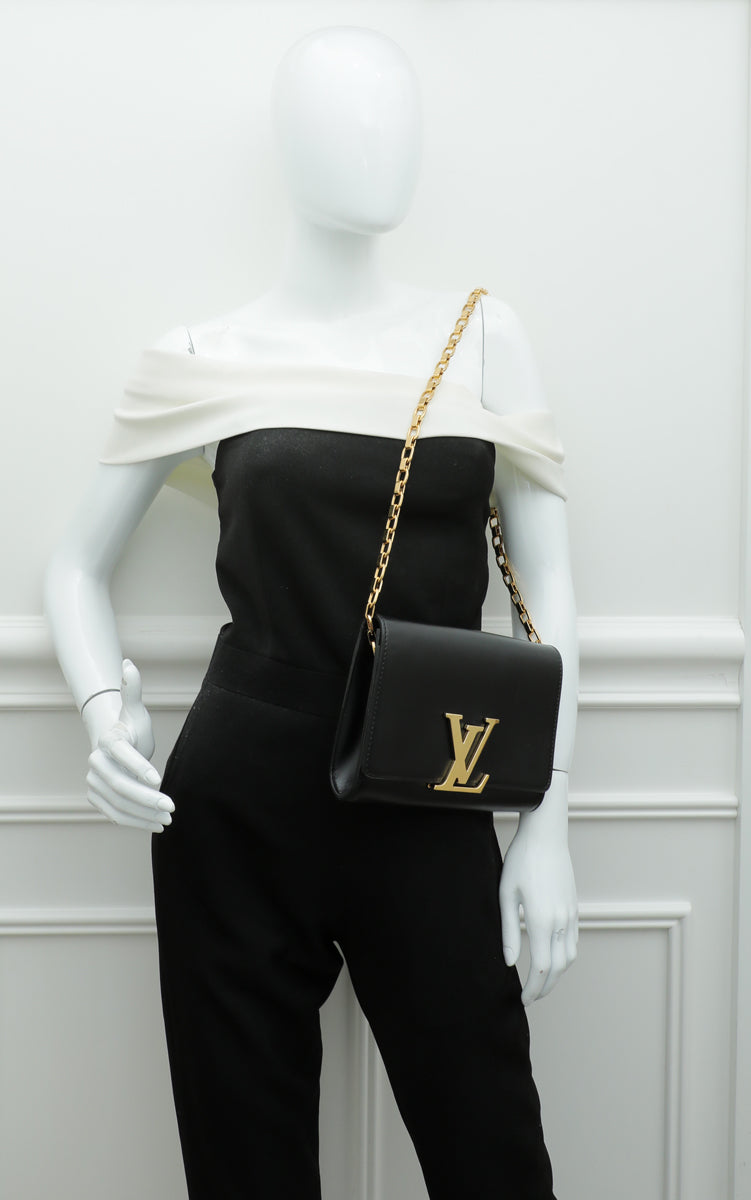 Louis Vuitton Calfskin Chain Louise GM Black