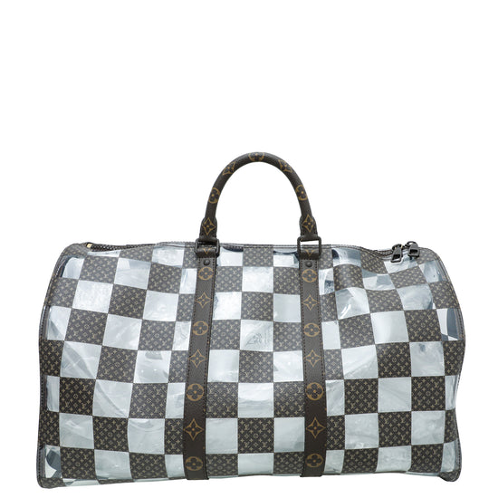 Louis Vuitton Keepall Bandouliere 50 Monogram Chess PVC Logo Weekend Travel  Bag
