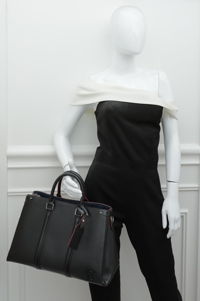 Louis Vuitton Monogram Canvas and Black Leather Soufflot MM For