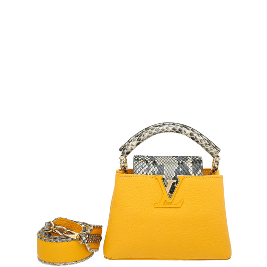Louis Vuitton Capucines Bag Leather with Python Mini Yellow 2021241